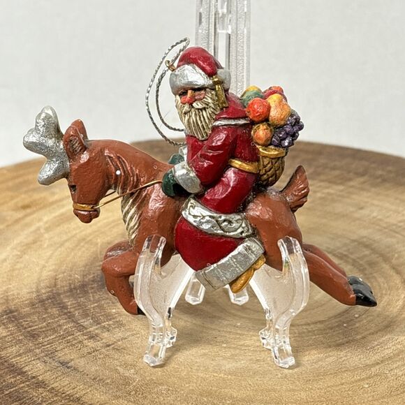 Pam Schifferl - Midwest Cannon Falls - Santa On Reindeer Figurine Ornament 2.5" - Picture 1 of 5